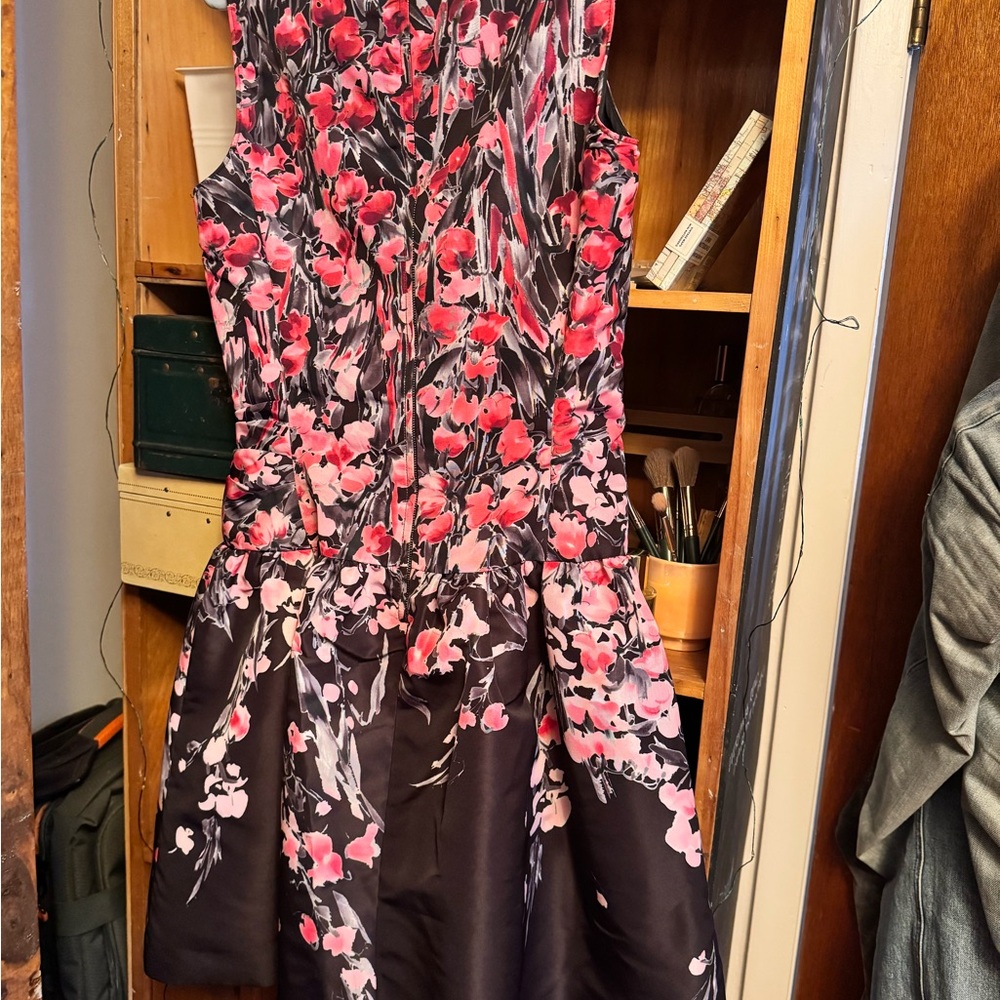 RED Valentino Black and Pink Floral Mini Dress - Picture 5 of 6